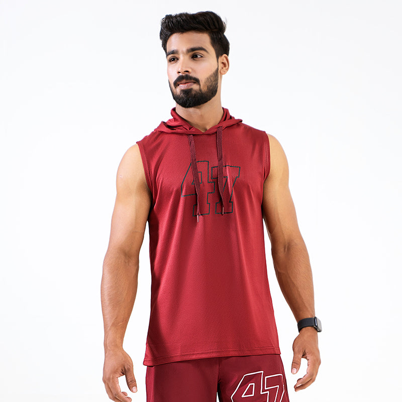 Red Pro Training Sleeveless Hoodie