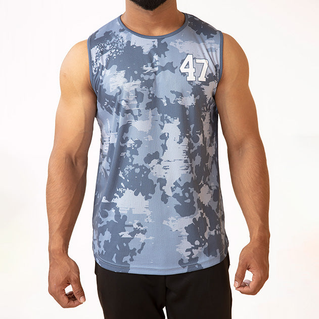 Blue Camo Mesh Sleeveless