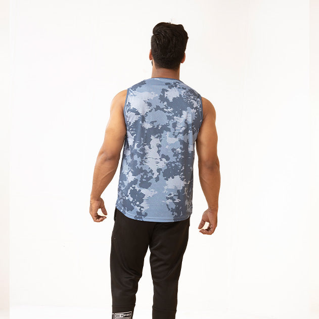 Blue Camo Mesh Sleeveless