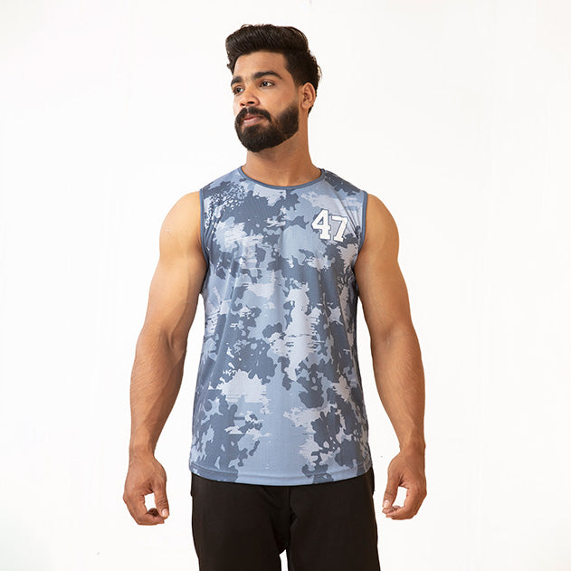 Blue Camo Mesh Sleeveless