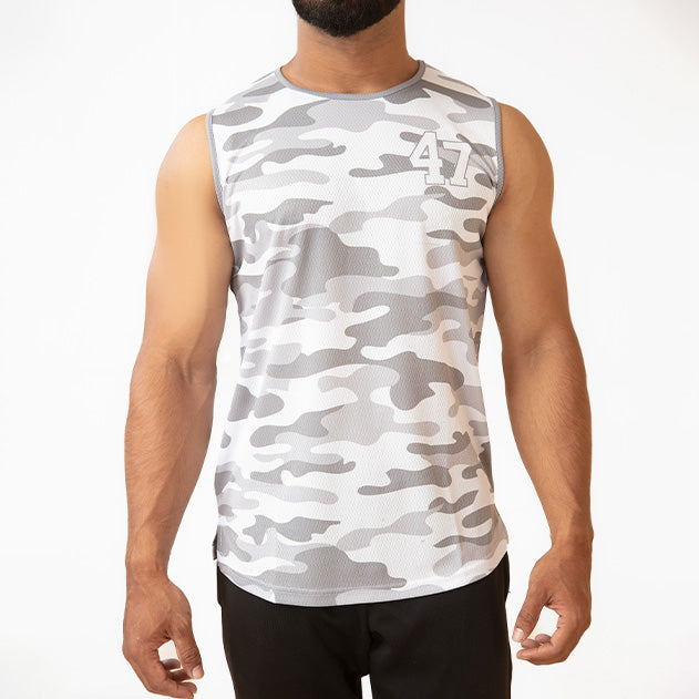 White Camo Mesh Sleeveless