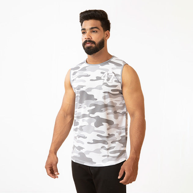 White Camo Mesh Sleeveless
